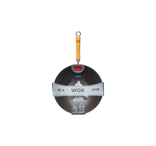 13" PRE SEASONED ROUND BOTTOMED CARBON STEEL WOK (12322046)